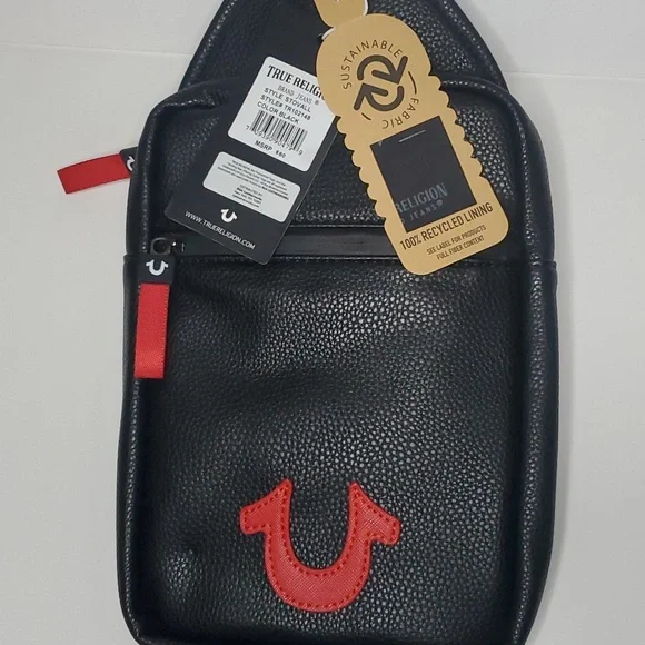 True Religion Stovall PU Horseshoe Logo Shoulder Sling Bag Faux Leather, new. - Picture 13 of 15